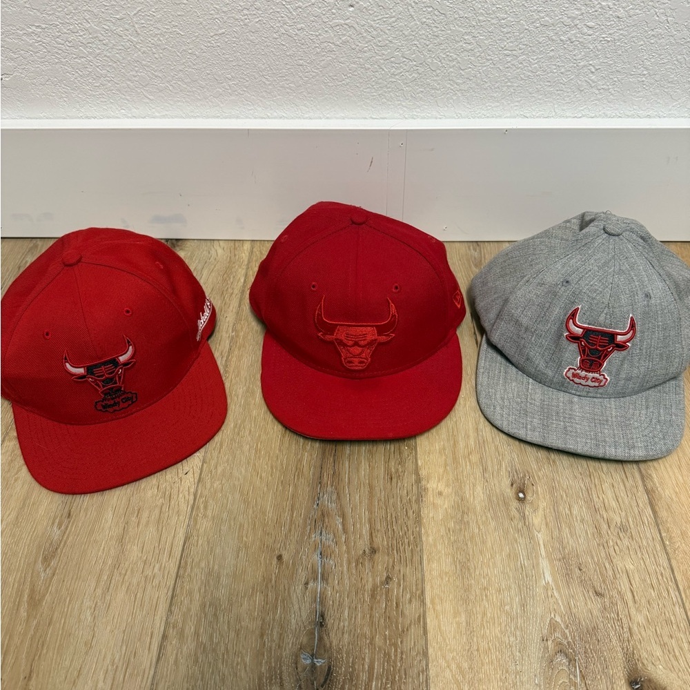 Chicago Bulls Hat Lot New Era Mitchell & Ness Snapback Fitted NBA Bundle
